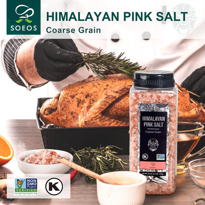 Soeos Himalayan Pink Salt Coarse Grain, 39Oz (1.1Kg), Non-Gmo Himalayan Salt, Natural Pink Salt, Kosher Pink Sea Salt, Nutrient and Mineral Dense for Health, 2.4 Pound (Pack of 1)