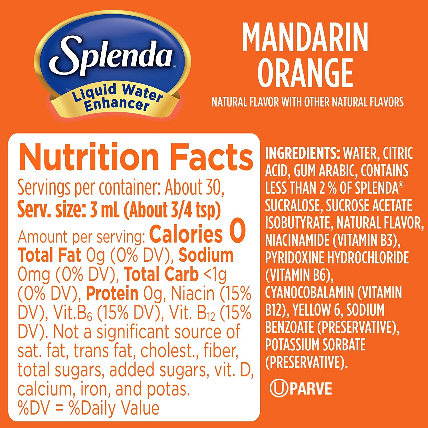 SPLENDA Liquid Water Enhancer Drops, Sugar Free, Zero Calorie, Natural Flavor, Concentrated Drink Mix, 3.11 Fl Oz Each Bottle (Variety, 3 Pack)