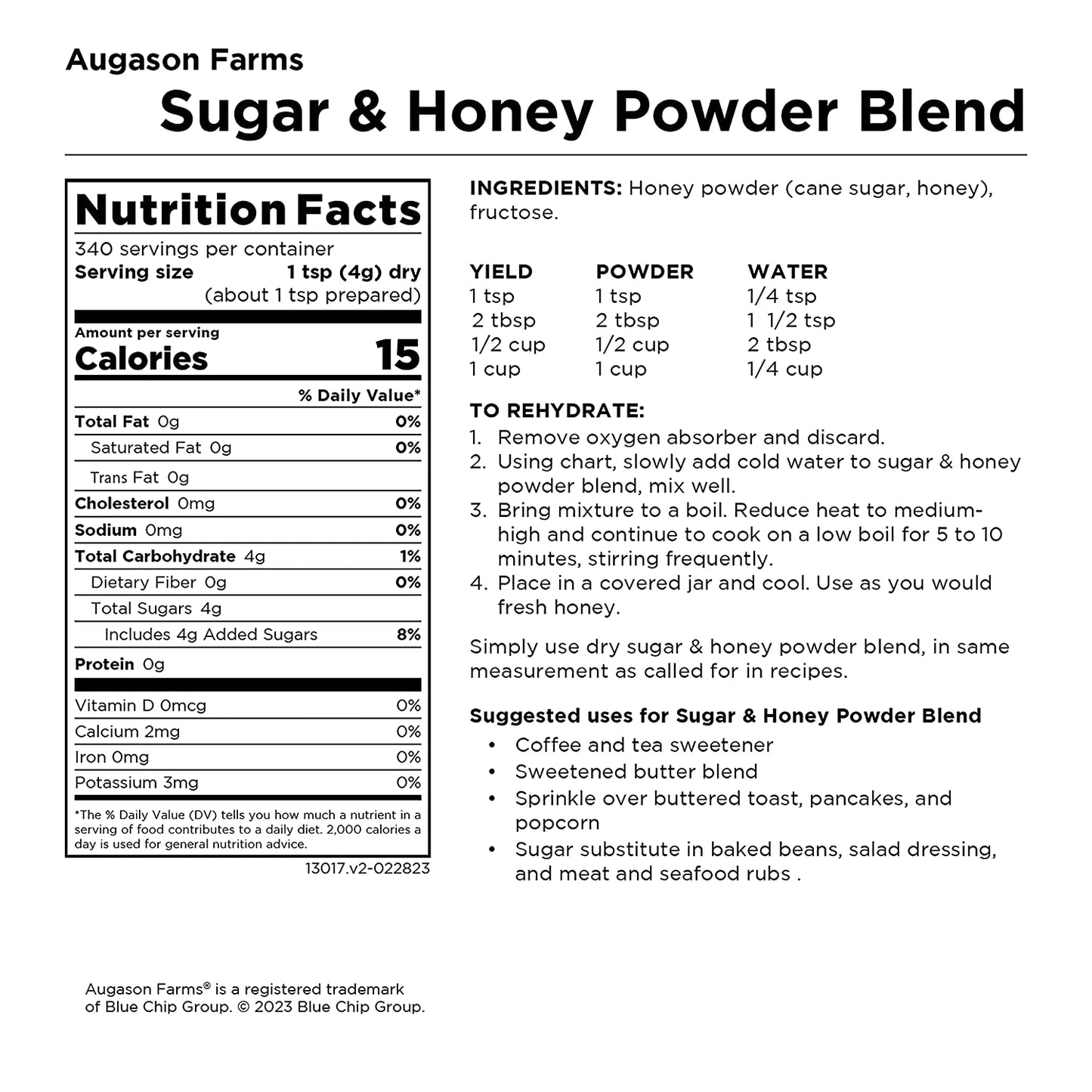 Augason Farm'S Sugar & Honey Powder Blend