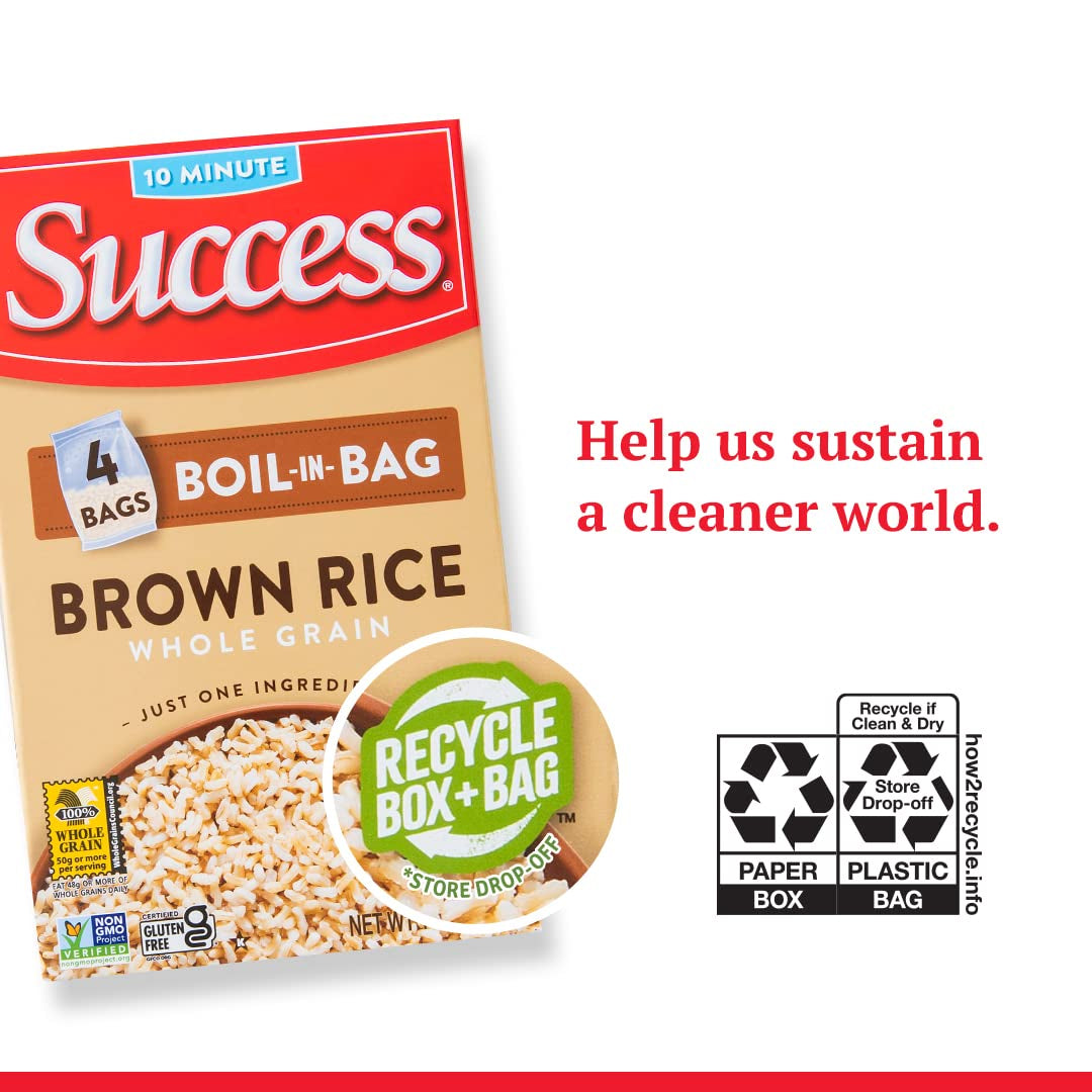 Success Boil-In-Bag Rice, Brown Rice, Quick and Easy Rice Meals, 14-Ounce Box