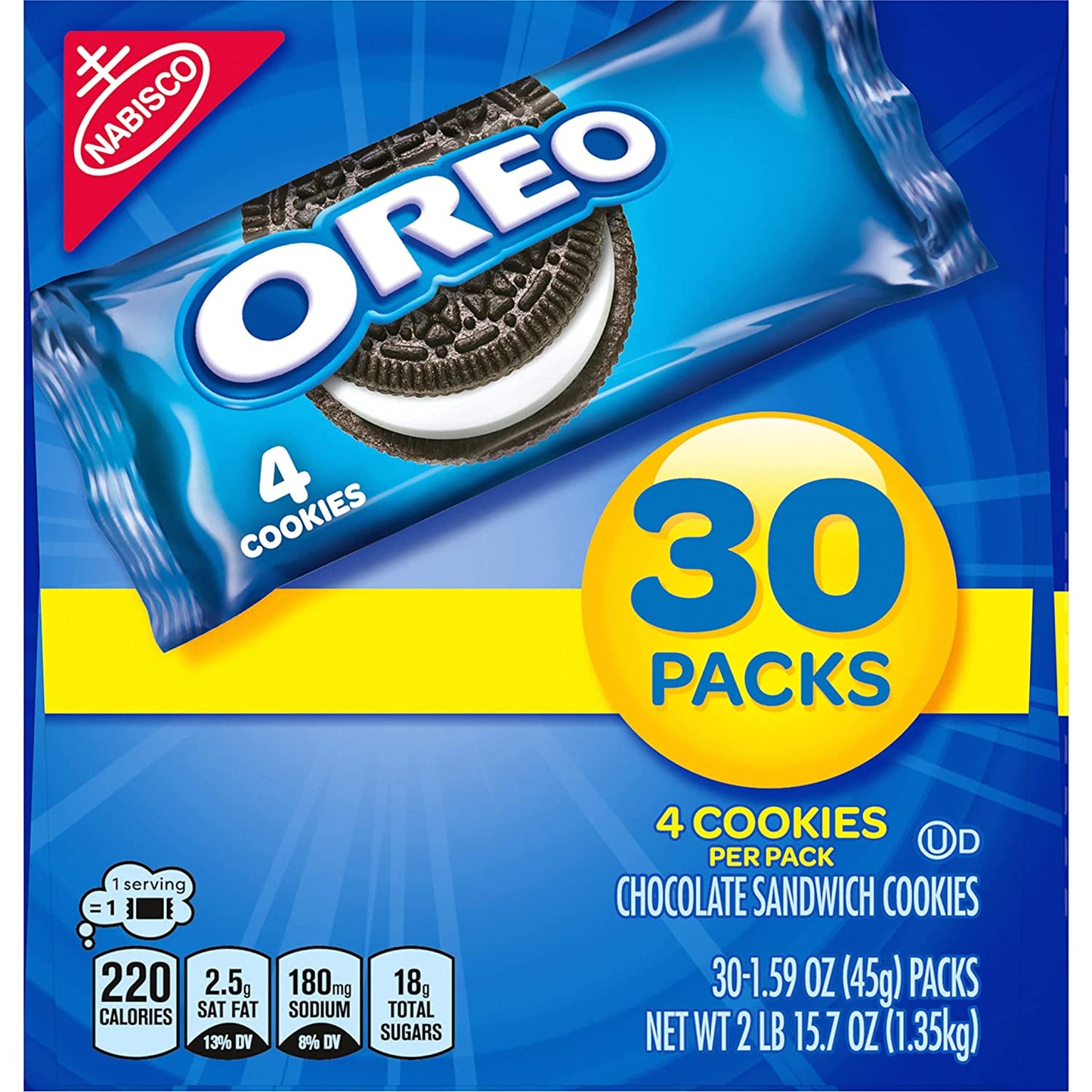 OREO Chocolate Sandwich Cookies, 30 - 1.59 Oz Snack Packs