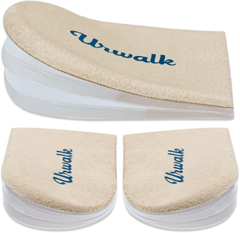 Urwalk 3 Layers Adjustable Supination & Over-Pronation Corrective Shoe Inserts, Medial & Lateral Heel Wedge Insoles for Foot Alignment, Knee Pain, Bow Legs, Osteoarthritis (Beige - Small)