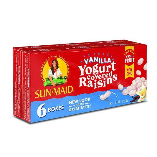 Sun-Maid Vanilla Yogurt Coated Raisins - (6 Pack) 1 Oz Snack-Size Box - Yogurt Covered Dried Fruit Snack for Lunches and Snacks