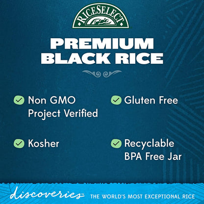 Riceselect Discoveries Premium Black Rice, Whole Grain, Gluten-Free, Non-Gmo, Vegan, 14.5-Ounce Jar