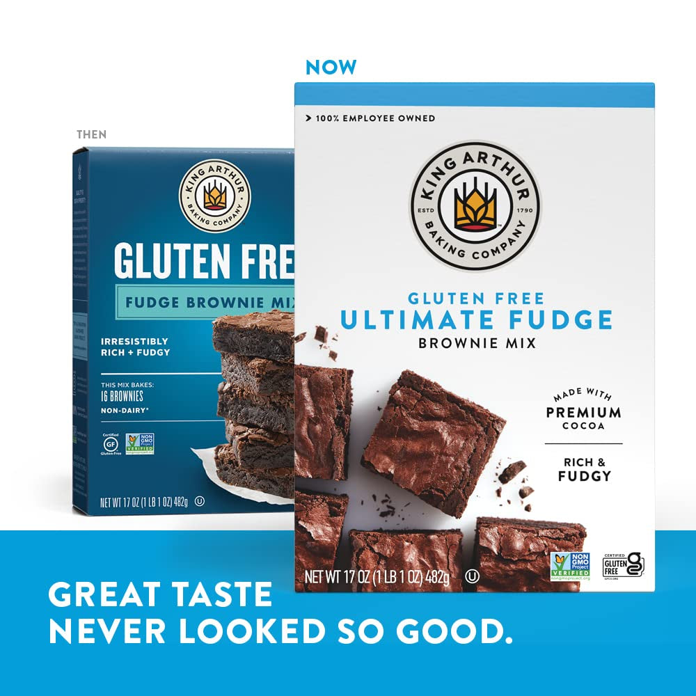 King Arthur, Gluten Free Fudge Brownie Mix, Certified Gluten-Free, Non-Gmo Project Verified, Certified Kosher, 17 Ounces