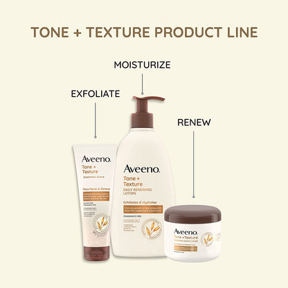 Aveeno Tone + Texture Renewing Night Cream with Prebiotic Oat, Gentle Cream Exfoliates & Moisturizes Sensitive Skin, Instantly Softens & Smooths & Intensely Nourishes, Fragrance-Free, 8 Oz