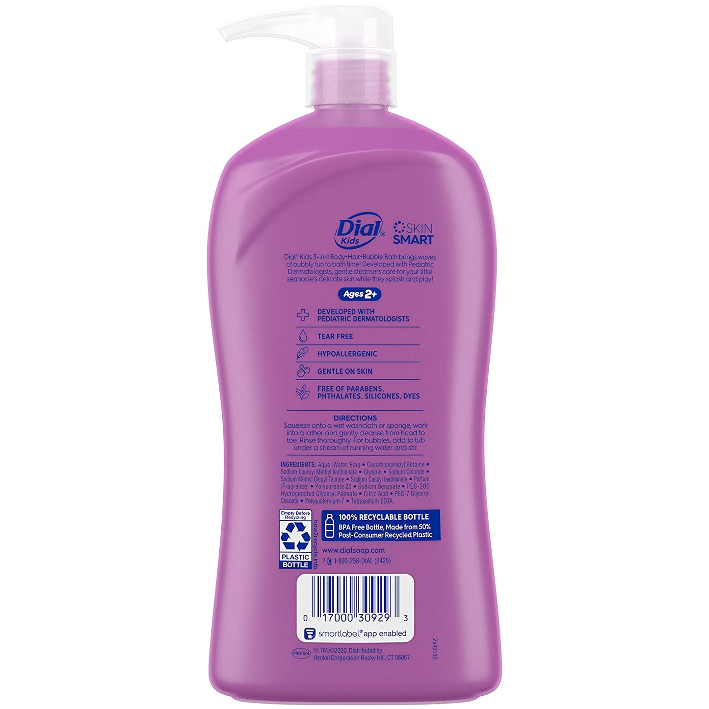 Dial Kids 3-In-1 Body+Hair+Bubble Bath, Lavender Scent, 32 Fl Oz