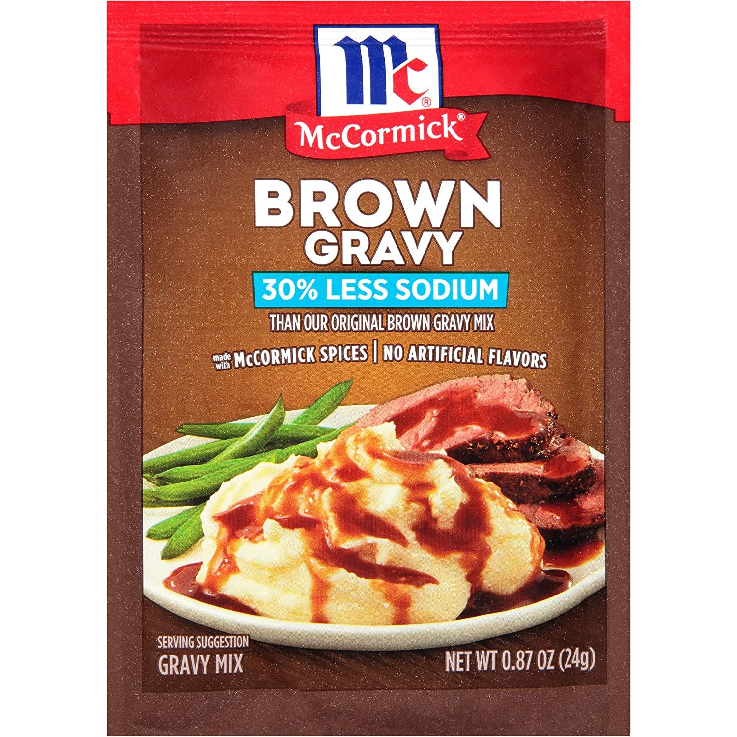 Mccormick 30% Less Sodium Brown Gravy Mix, 0.87 Oz (Pack of 12)