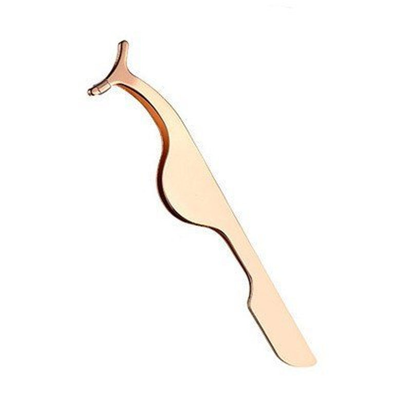 EIAKE False Eyelashes Applicator Tool Eyelash Extension Tweezers Remover Clip Tweezers Nipper (Golden)