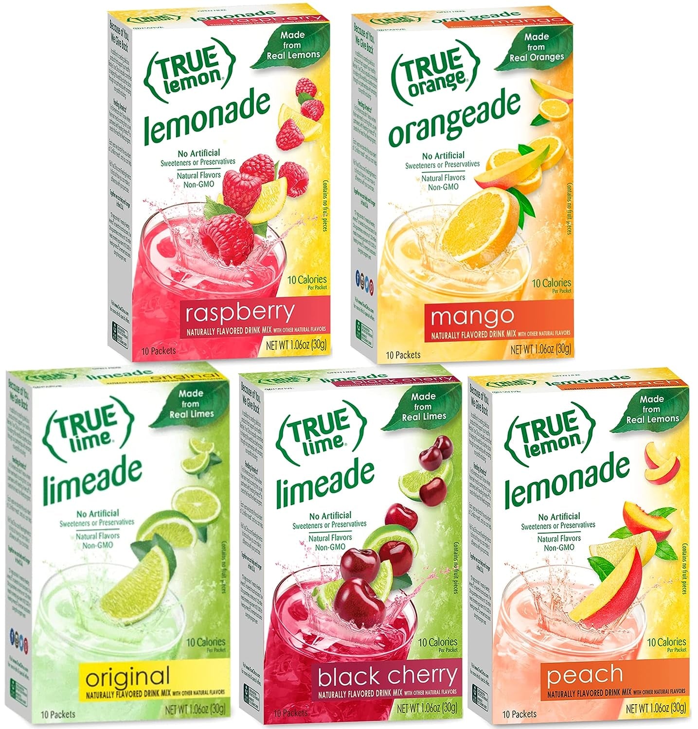 True Lemon Assorted Beverage & Lemonade Drink Mixes 10 Ct 1.06Oz(Pack of 5)