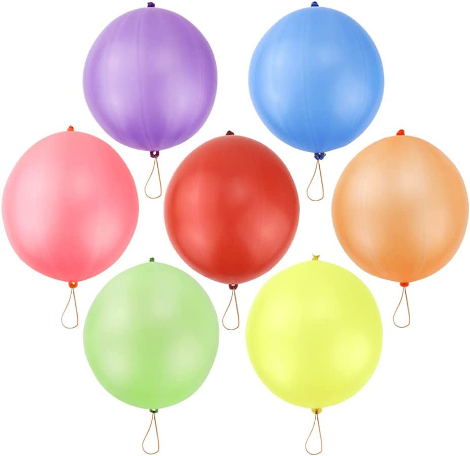 80 Punch Balloons, Neon Punching Balloons with Rubber Band Handles, 18 Inches, Various Colors Punch Balls, for Gifts, Children'S Games, Weddings