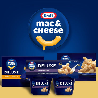 Kraft Deluxe White Cheddar Macaroni and Cheese Dinner, 4 Ct Pack, 2.39 Oz Cups