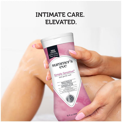 Summer'S Eve Simply Sensitive Daily Gentle All over Feminine Body Wash, Removes Odor, Feminine Wash Ph Balanced, 15 Fl Oz