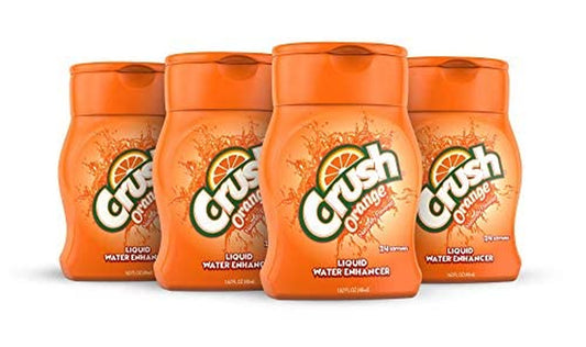 Crush, Orange, Liquid Water Enhancer – New, Better Taste! (4 Bottles, Makes 96 Flavored Water Drinks) – Sugar Free, Zero Calorie