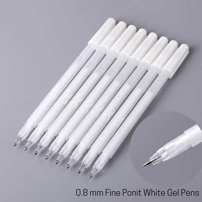 Mr. Pen- White Pens, 8 Pack, White Gel Pens for Artists, White Gel Pen, White Ink Pen, White Pens for Black Paper, White Drawing Pens, White Art Pen, White Pen for Artists, White Pen for Drawing