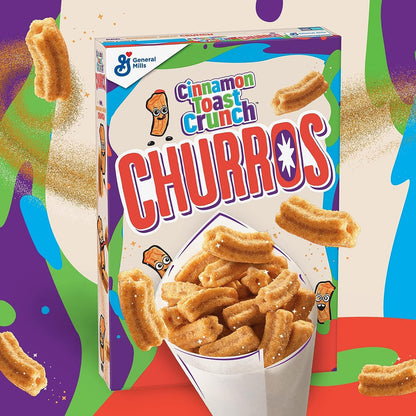 General Mills Churros Cinnamon Toast Crunch Breakfast Cereal, Crispy Cinnamon Cereal, 11.9 OZ Cereal Box