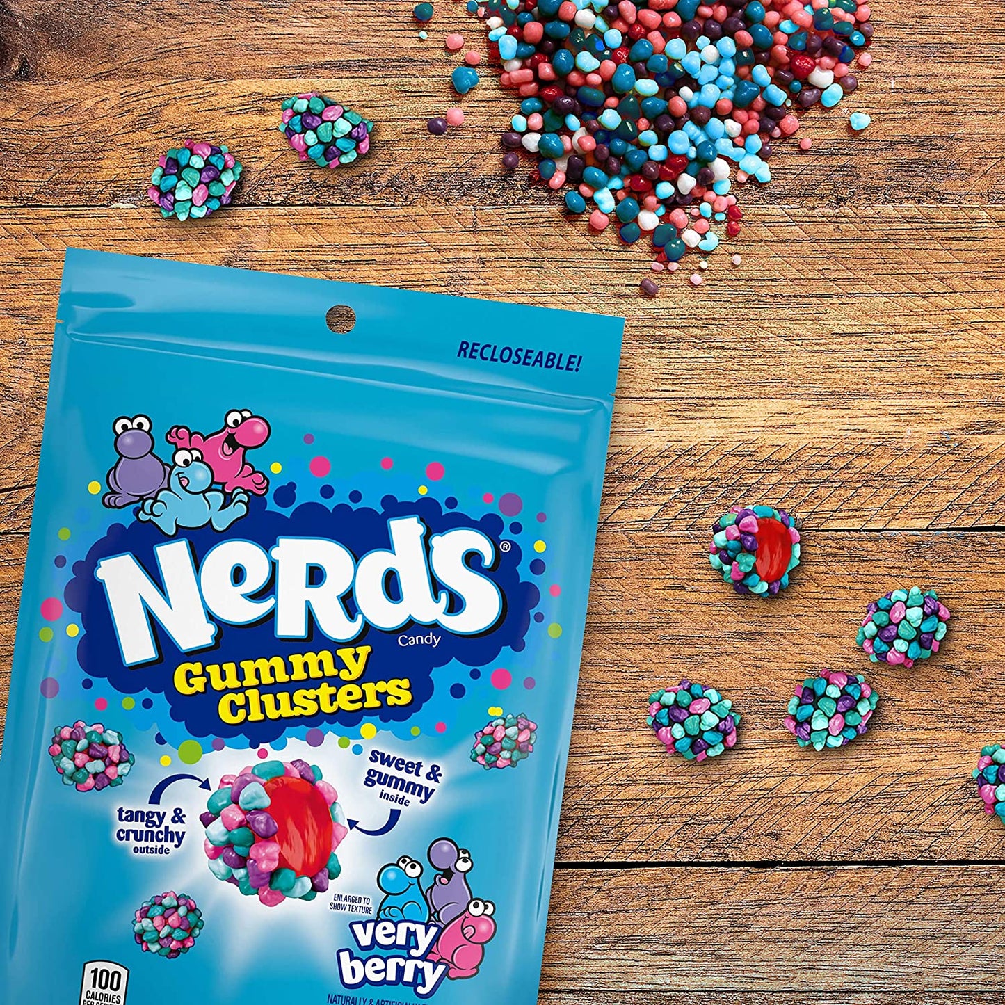 Nerds Gummy Clusters, Back to School Candy, Very Berry, Resealable 8 Ounce Bag