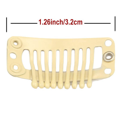 20Pcs 9-Teeth Stainless Snap Comb Wig Clips, Hair Extension Clips, Wig Accessories Clip, Diy Clips for Hairpieces Wigs Hair Extensions (Beige)