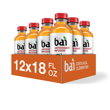 Bai Flavored Water, Costa Rica Clementine, Antioxidant Infused Drinks, 18 Fluid Ounce Bottles, (Pack of 12)