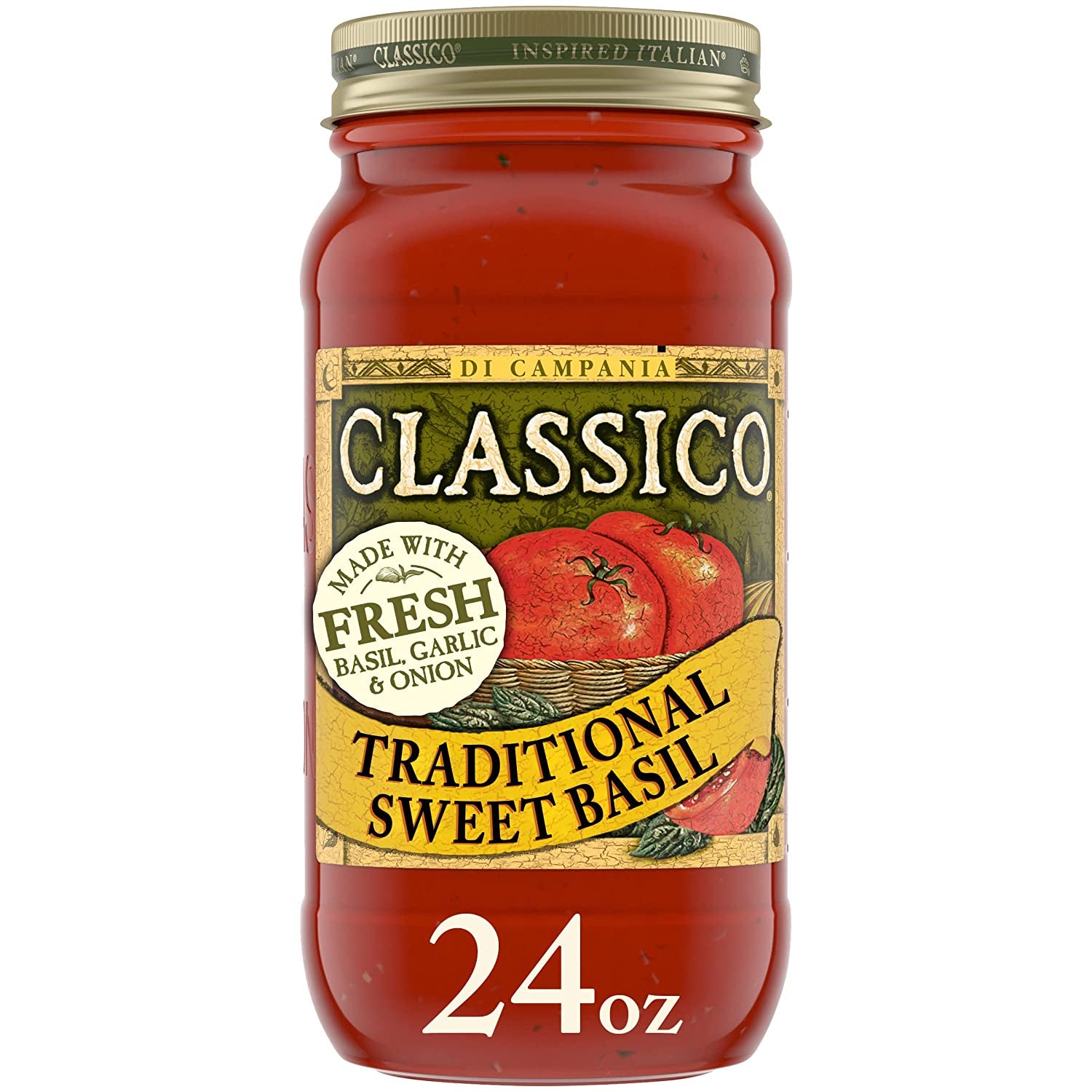 Classico Traditional Sweet Basil Tomato Spaghetti Pasta Sauce (24 Oz Jar)