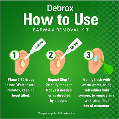 Debrox Earwax Removal Kit, Includes Drops and Ear Syringe Bulb, 0.5 Oz