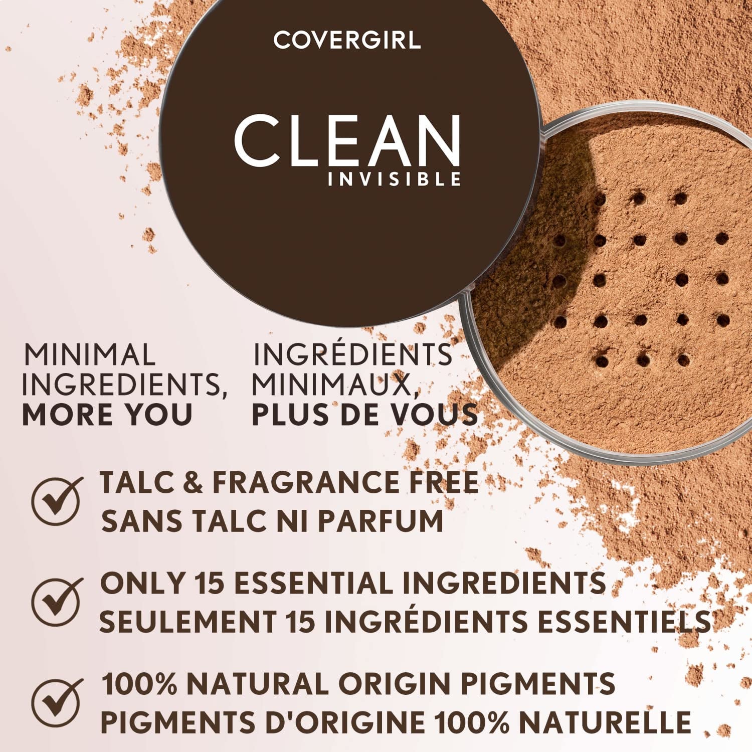 COVERGIRL Clean Invisible Loose Powder - Loose Powder, Setting Powder, Vegan Formula - Translucent Deep, 20G (0.7 Oz)