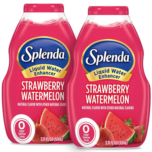 SPLENDA Liquid Water Enhancer Drops, Sugar Free, Zero Calorie, Natural Flavor, Concentrated Drink Mix, 3.11 Fl Oz Each Bottle (Strawberry Watermelon, 2 Pack)