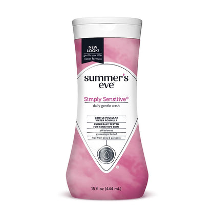 Summer'S Eve Simply Sensitive Daily Gentle All over Feminine Body Wash, Removes Odor, Feminine Wash Ph Balanced, 15 Fl Oz