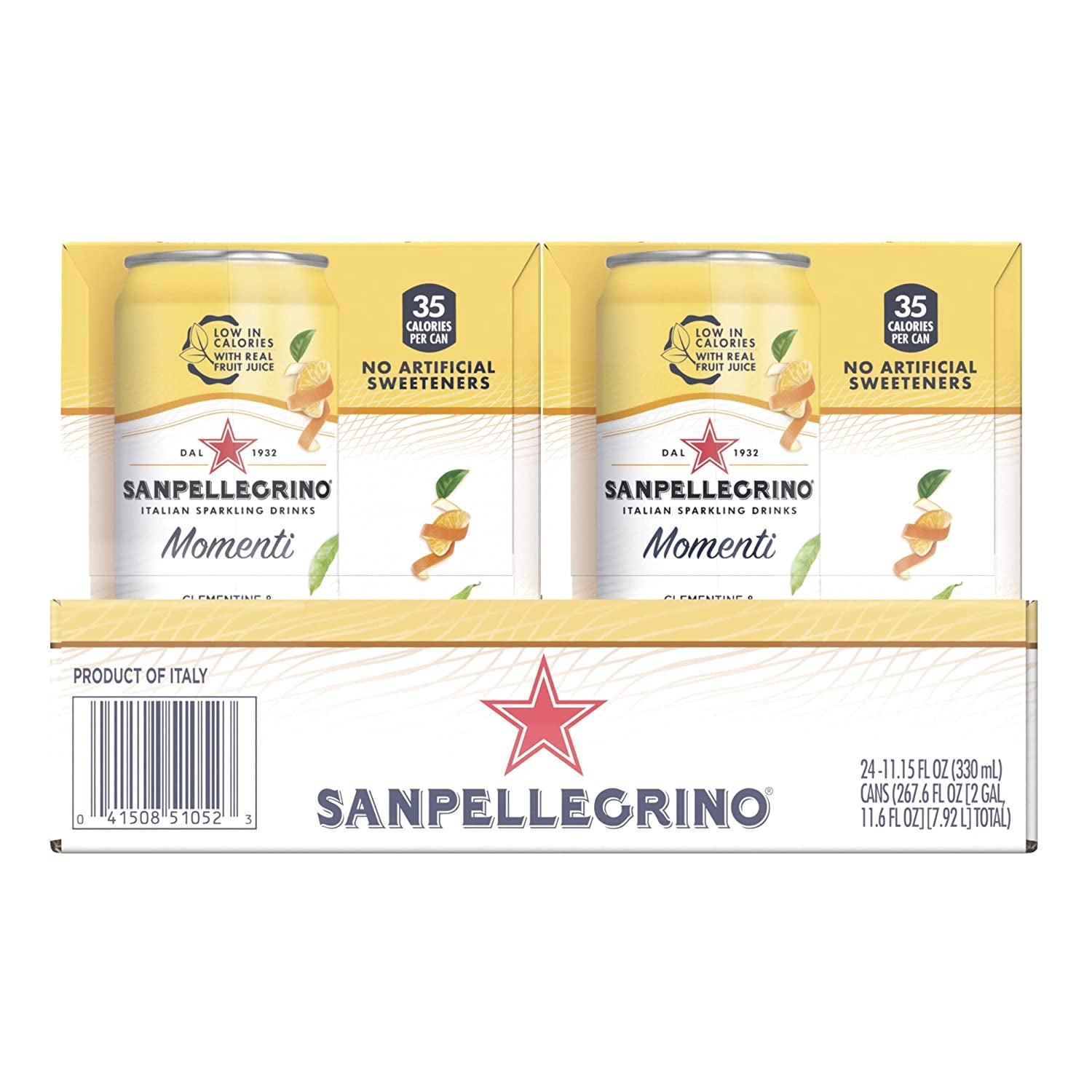 Sanpellegrino Momenti Clementine and Peach Flavored Sparkling Drink, 11.15 Fl Oz (Pack of 24)