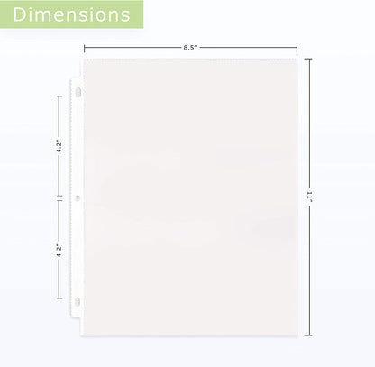 100 Clear Sheet Protectors, 8.5" X 11" Clear Page Protectors for 3 Ring Binder, Plastic Sheet Sleeves, Top Loading Paper Protector with Reinforced Holes, Archival Safe for Documents and Photos