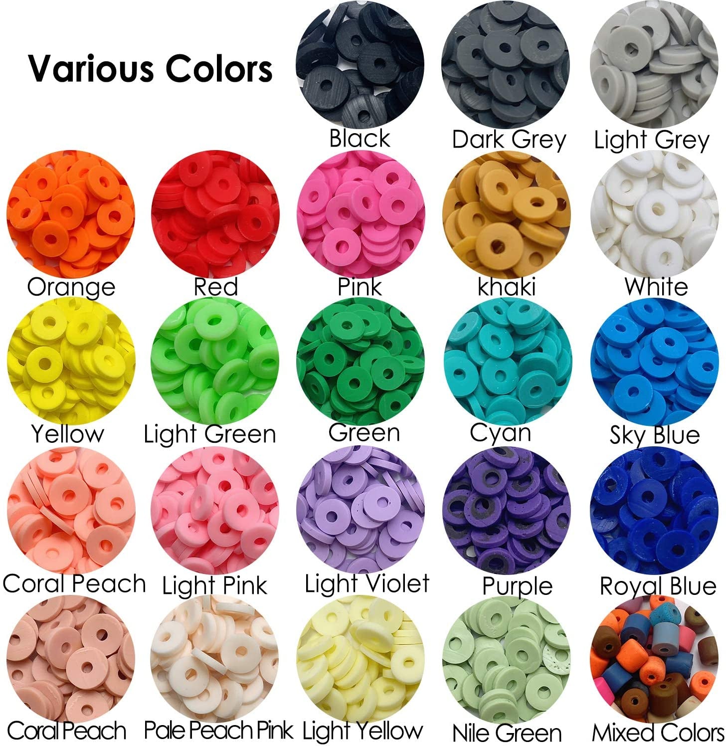 COIRIS 3400 Pcs Vinyl Heishi Beads Environmental Handmade Polymer Clay Spacer 6Mm Disk Flat Beads for Surfer Chocker Necklace Bracelet Earrings Jewelry Making(Rt-Macaroon Mix-6)