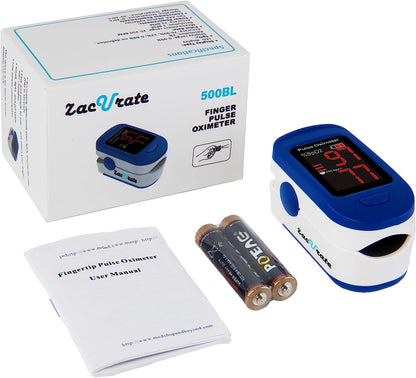 Zacurate 500BL Fingertip Pulse Oximeter Blood Oxygen Saturation Monitor with Batteries Included (Navy Blue)