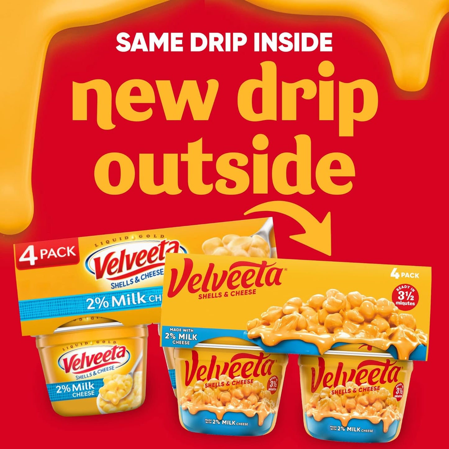 Velveeta Shells & Cheese Microwavable Macaroni and Cheese Cups with 2% Milk Cheese (4 Ct Pack, 2.19 Oz Cups)