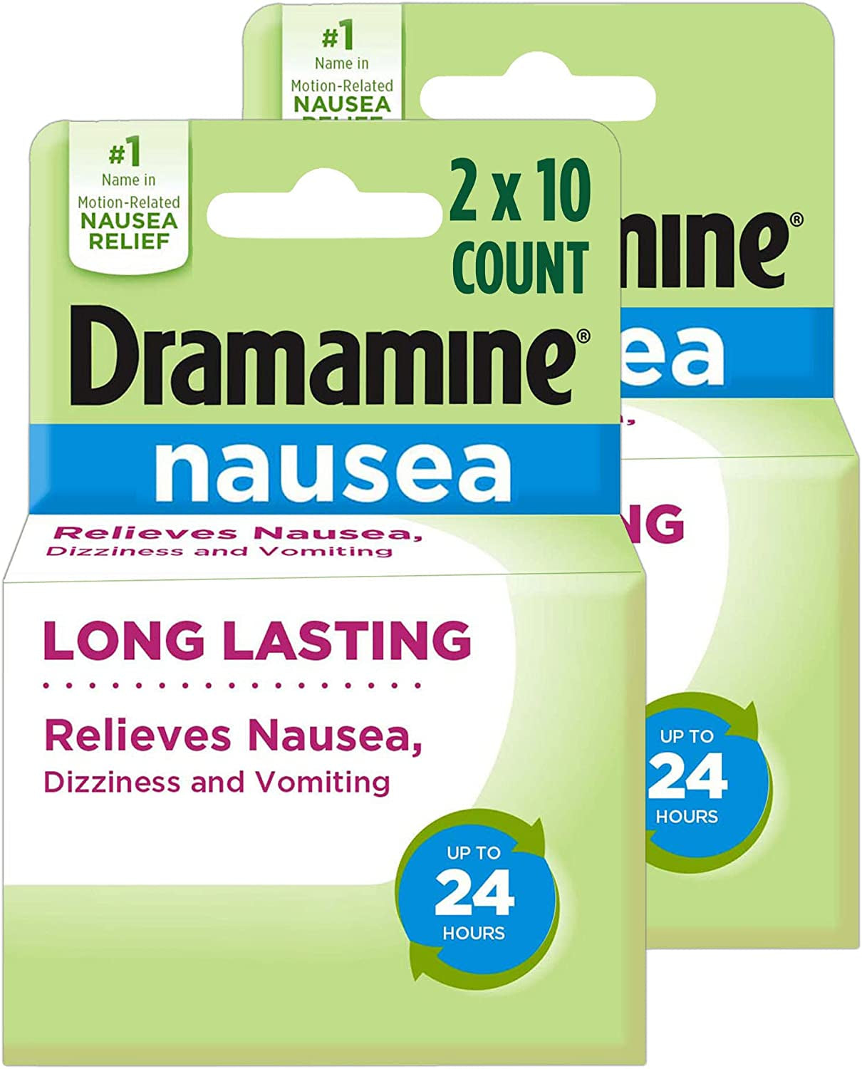 Dramamine Nausea Long Lasting, Nausea Relief, 10 Count, 2 Pack