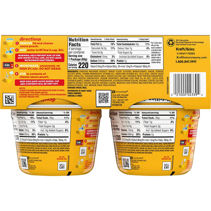 Velveeta Shells and Cheese Macaroni and Cheese Cups Easy Microwavable Dinner, 4 Ct Pack, 2.39 Oz Cups