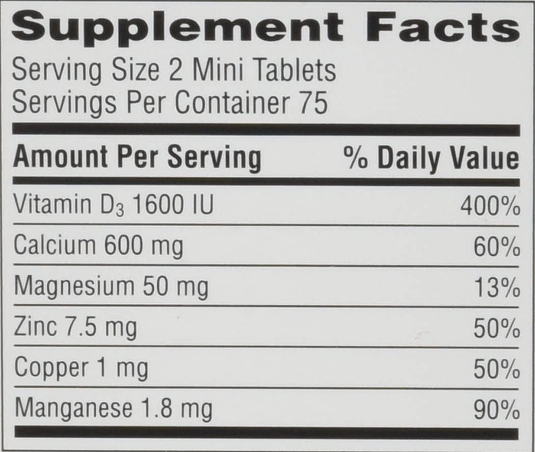 Caltrate Minis 600 plus D3 plus Minerals Calcium and Vitamin D Supplement Tablets, Bone Health and Mineral Supplement for Adults - 150 Count