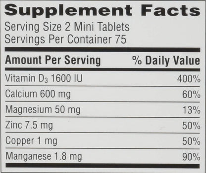 Caltrate Minis 600 plus D3 plus Minerals Calcium and Vitamin D Supplement Tablets, Bone Health and Mineral Supplement for Adults - 150 Count