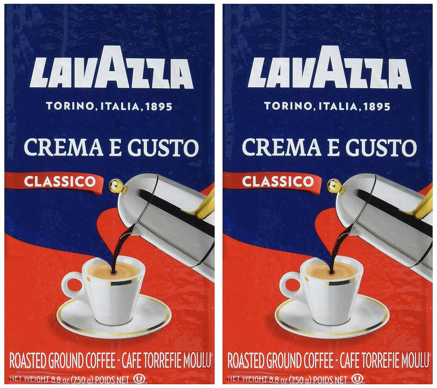 Lavazza 2 Pack Crema E Gusto Ground Coffee 8.8Oz/250G Each