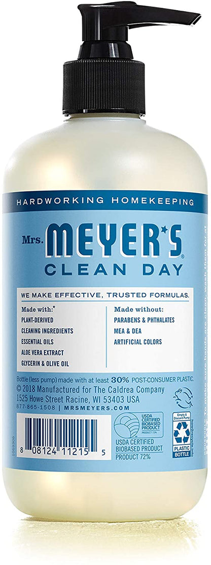 MRS. MEYER’S CLEANDAY Hand Soap, Made with Essential Oils, Biodegradable Formula, Rain Water, 12.5 Fl. Oz