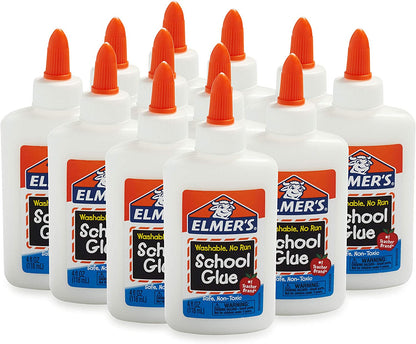 Elmer'S Liquid School Glue, Washable, Great for Making Slime, 4Oz. Each, 12 Count