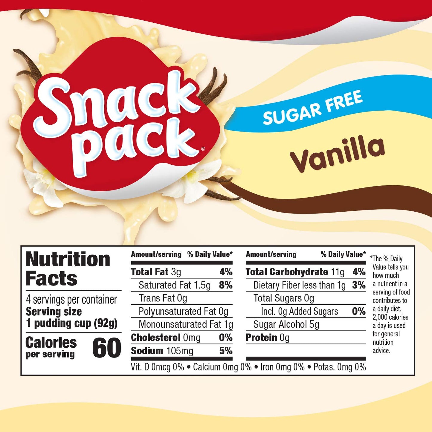 Snack Pack Sugar-Free Vanilla Pudding Cups, 13 Ounce (Pack of 12)