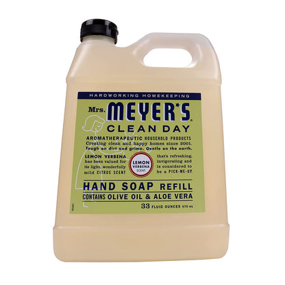 Mrs. Meyer'S Clean Day Liquid Hand Soap Refill, Cruelty Free and Biodegradable Formula, Lemon Verbena Scent, 33 Oz