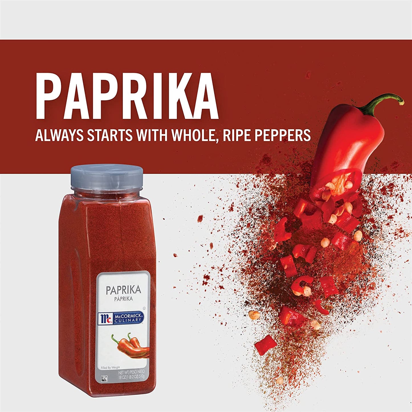 Mccormick Culinary Paprika, 18 Oz - One 18 Ounce Container of Sweet Paprika Seasoning, Perfect with Chicken, Pork, Beef Marinades and Dressings