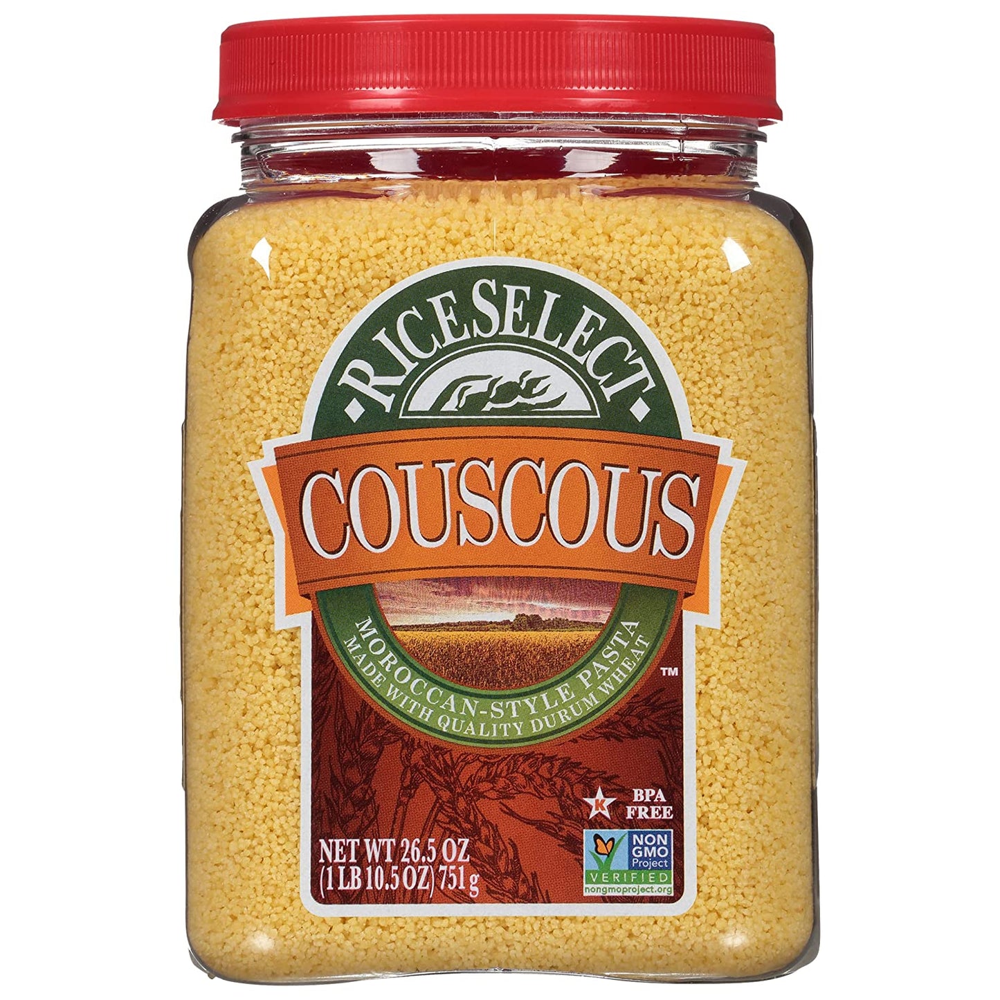 Riceselect Couscous, Moroccan-Style Non-Gmo and Vegan Couscous Pasta, 26.5 Ounce Jar