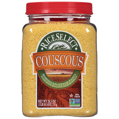 Riceselect Couscous, Moroccan-Style Non-Gmo and Vegan Couscous Pasta, 26.5 Ounce Jar