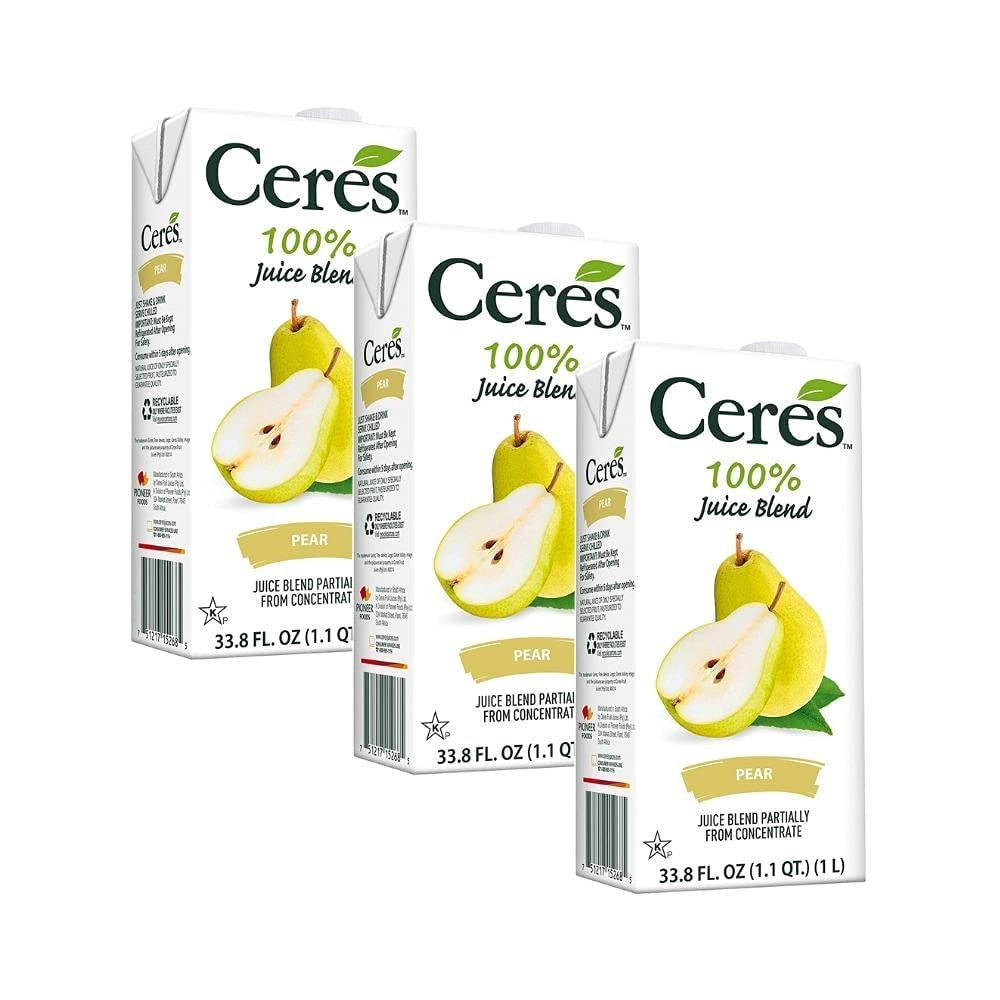 Ceres 100% All Natural Pure Fruit Juice Blend, Pear - Gluten Free, Rich in Vitamin C, No Added Sugar or Preservatives, Cholesterol Free - 33.8 FL OZ