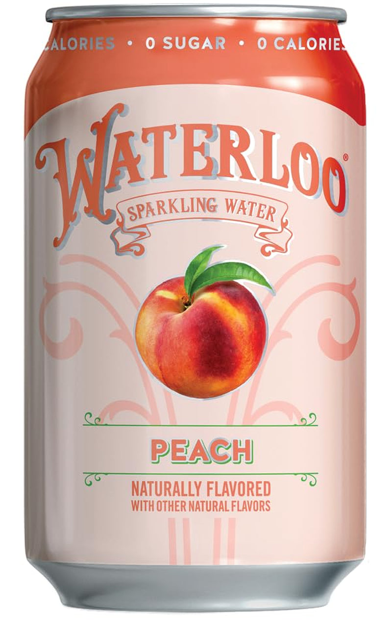 Waterloo Sparkling Water, Peach Naturally Flavored, 12 Fl Oz Cans, Pack of 12 | Zero Calories | Zero Sugar or Artificial Sweeteners | Zero Sodium