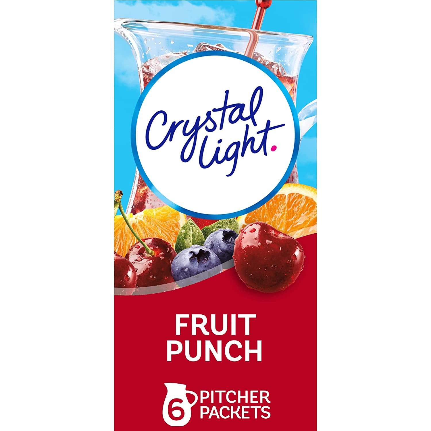 Crystal Light Sugar-Free Fruit Punch Low Calories Powdered Drink Mix 6 Count Pitcher Packets