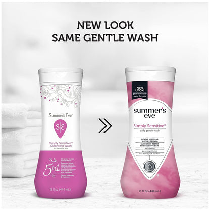 Summer'S Eve Simply Sensitive Daily Gentle All over Feminine Body Wash, Removes Odor, Feminine Wash Ph Balanced, 15 Fl Oz