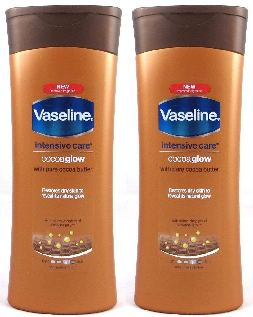 Vaseline Intensive Care Cocoa Glow Body Lotion with Pure Cocoa Butter, 13.5 Oz/400 Ml (Pack of 2)